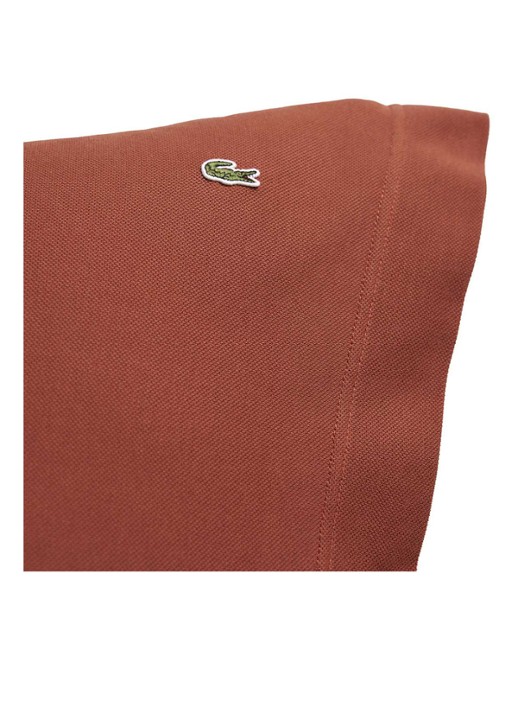 Lacoste L Piqué kussensloop van piqué katoen - detail roodbruin