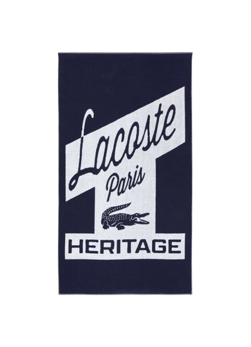 Lacoste L Retro badlaken 90 x 160 cm - voorkant donkerblauw