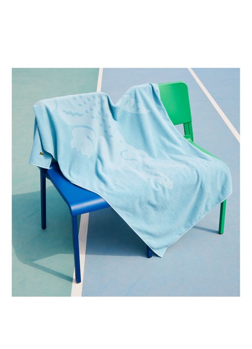 Lacoste L Sport strandlaken van  katoen - 90 x 160 cm  - voorkant 5 aquablauw