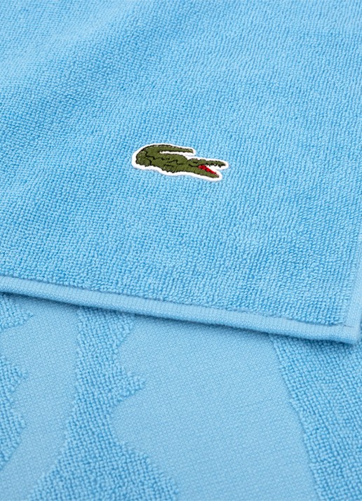 Lacoste L Sport strandlaken van  katoen - 90 x 160 cm  - achterkant lichtblauw