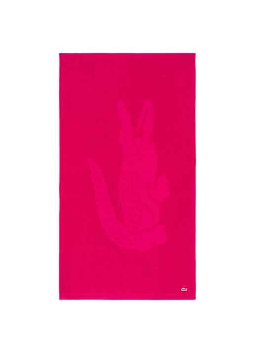 Lacoste L Sport strandlaken van  katoen - 90 x 160 cm  - voorkant 2 roze