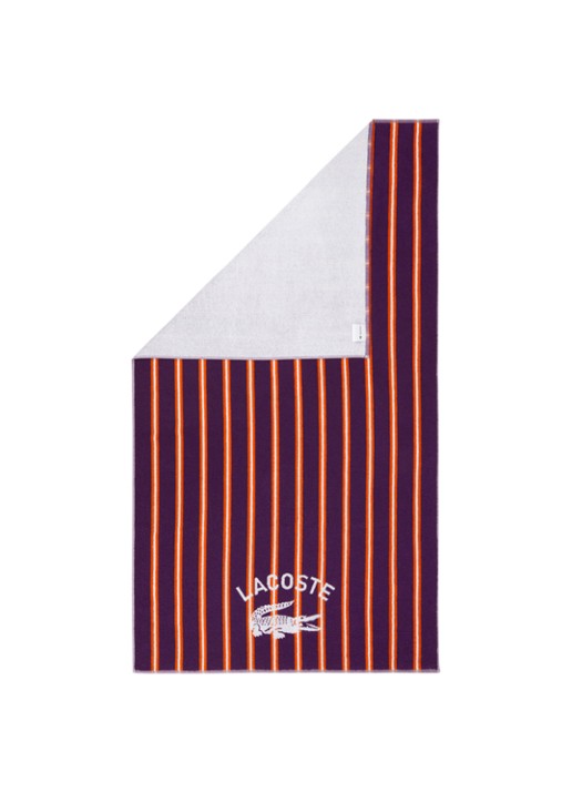 Lacoste L Sunstripe strandlaken - 90 x 160 cm - voorkant 2 aubergine