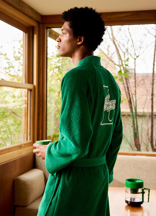 Lacoste Lattitud badjas met logoborduring - detail 7 groen