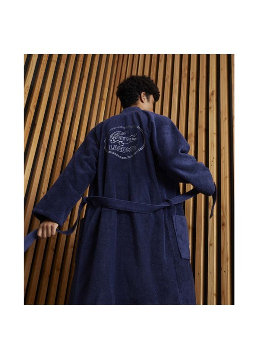 Lacoste LDEFILE badjas - unisex - voorkant 3 donkerblauw