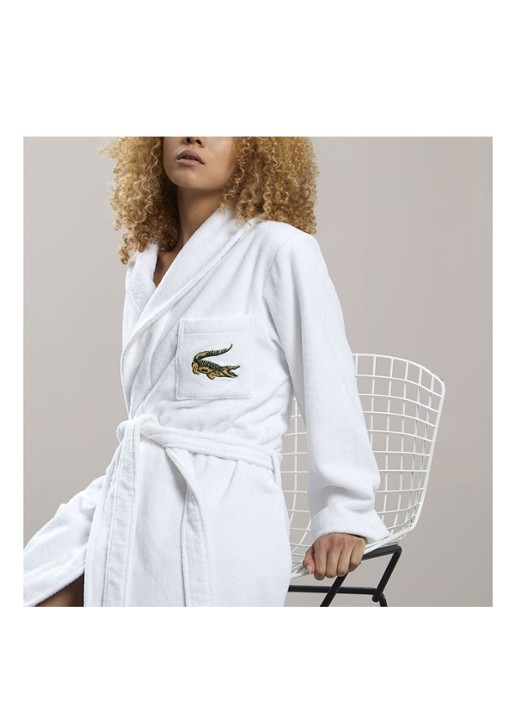 Lacoste Lrene Marine badjas van katoen - detail 4 wit