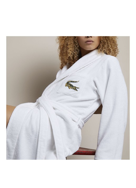 Lacoste Lrene Marine badjas van katoen - voorkant 2 wit