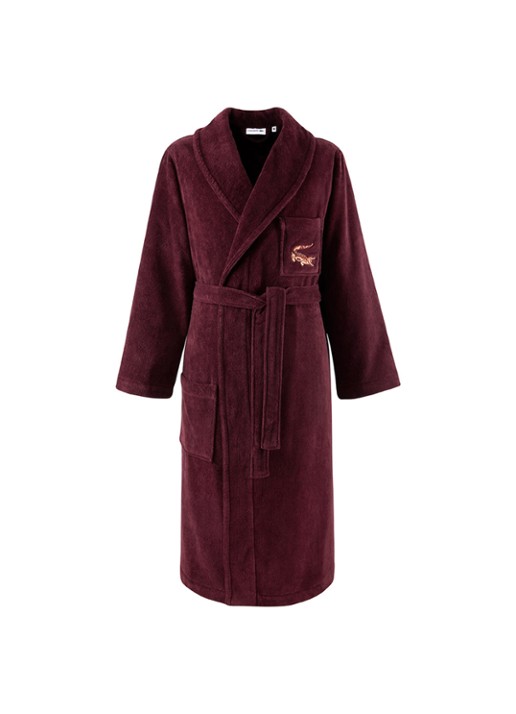 Lacoste Lrene Marine badjas van katoen - voorkant 10 bordeauxrood