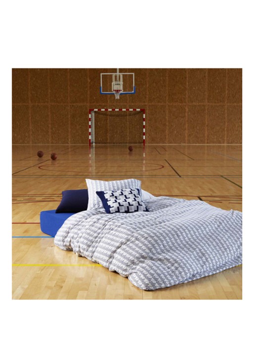 Lacoste Monogram kussensloop van katoen - voorkant 3 donkerblauw