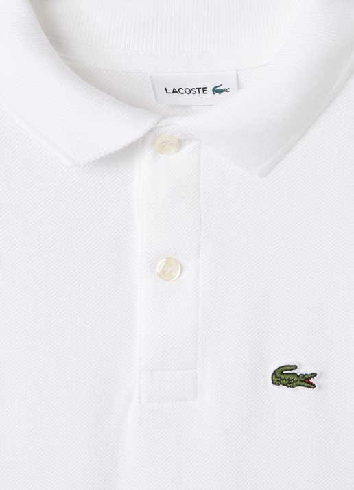 Lacoste Polo van piqué katoen met logo - detail gebroken wit