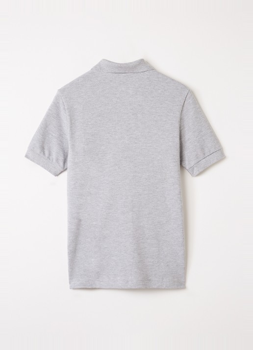 Lacoste Polo van piqué katoen met logo - voorkant 2 grijs