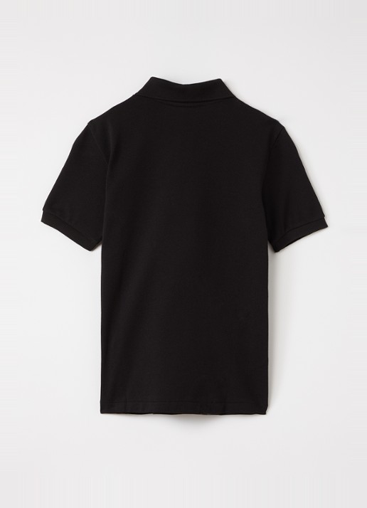 Lacoste Polo van piqué katoen met logo - voorkant 2 zwart