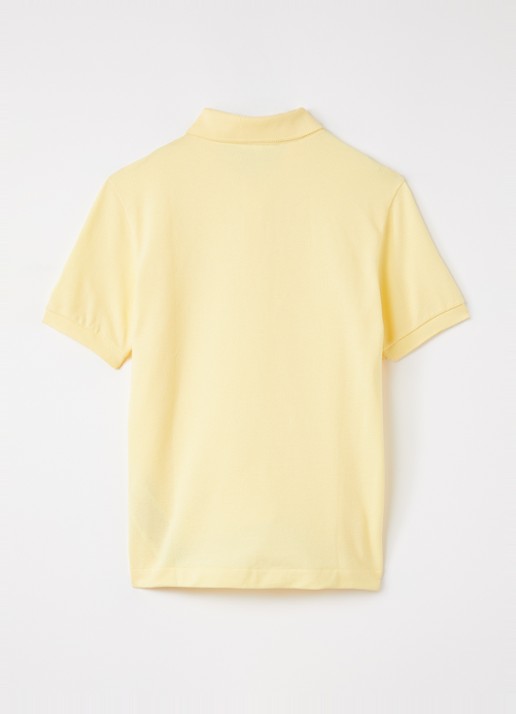 Lacoste Polo van piqué katoen met logo - voorkant 2 lichtgeel
