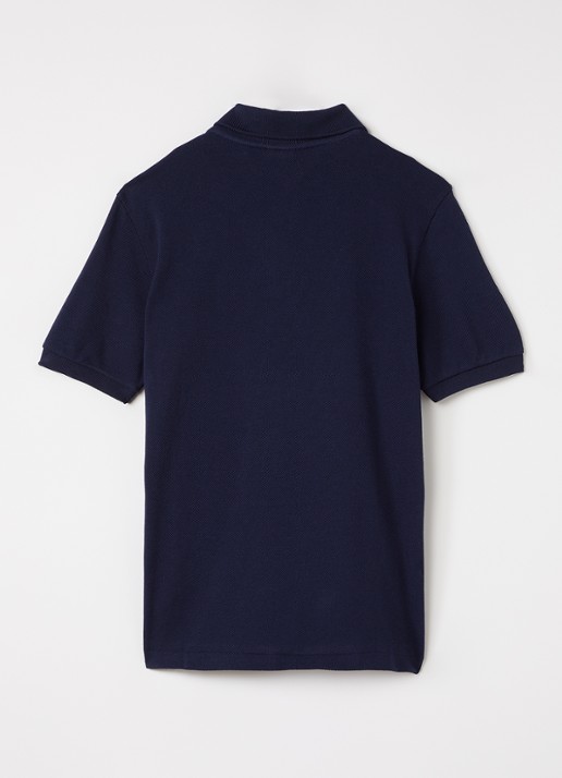 Lacoste Polo van piqué katoen met logo - voorkant 2 donkerblauw