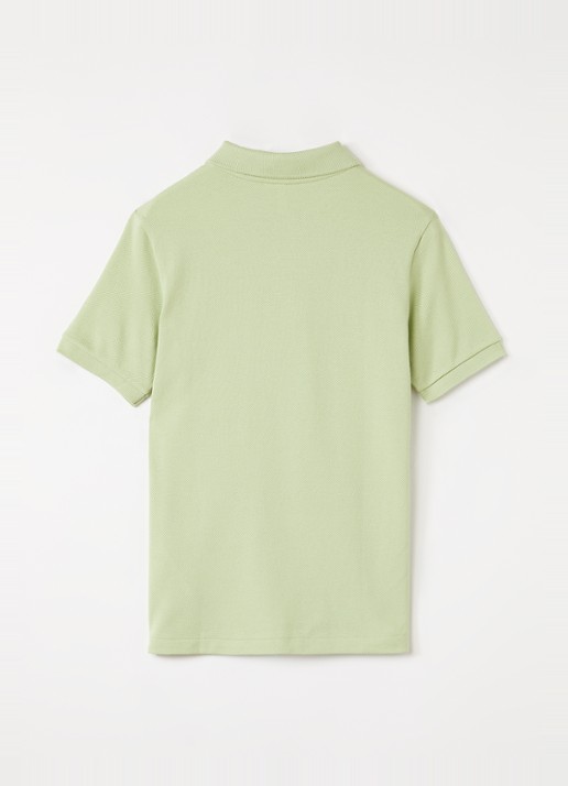 Lacoste Polo van piqué katoen met logoborduring - voorkant 2 lichtgroen