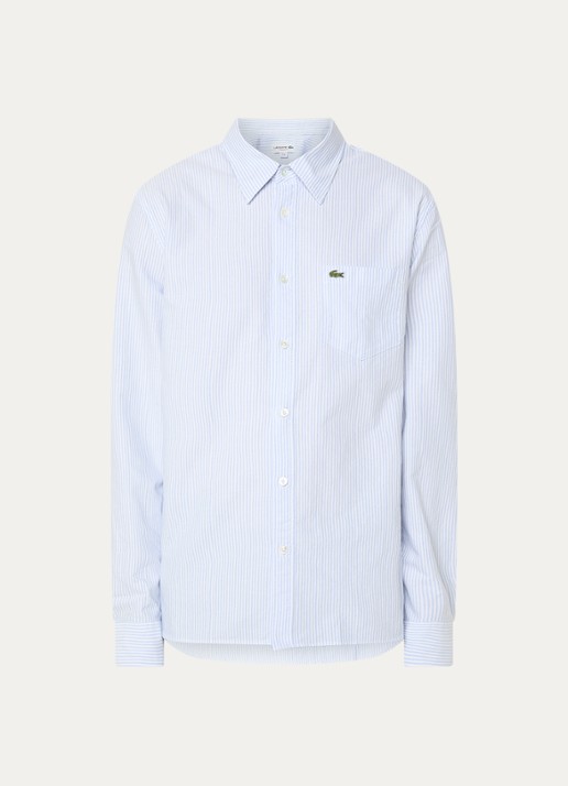 Lacoste Regular fit overhemd met borstzak en streepprint - voorkant beige