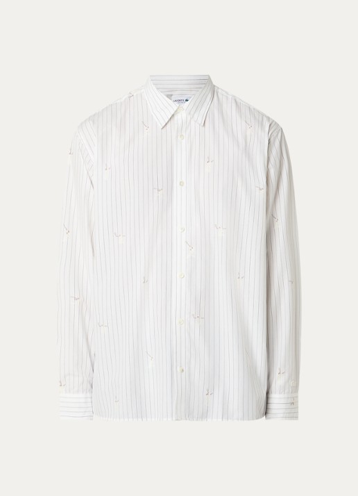 Lacoste Regular fit overhemd met borstzak en streepprint - voorkant wit
