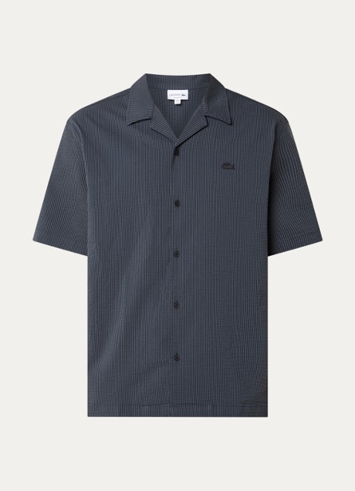 Lacoste Regular fit overhemd met streepprint en logo - voorkant antraciet
