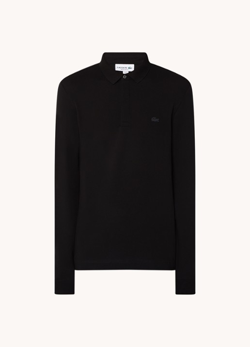 Lacoste Regular fit polo met logoborduring - voorkant zwart