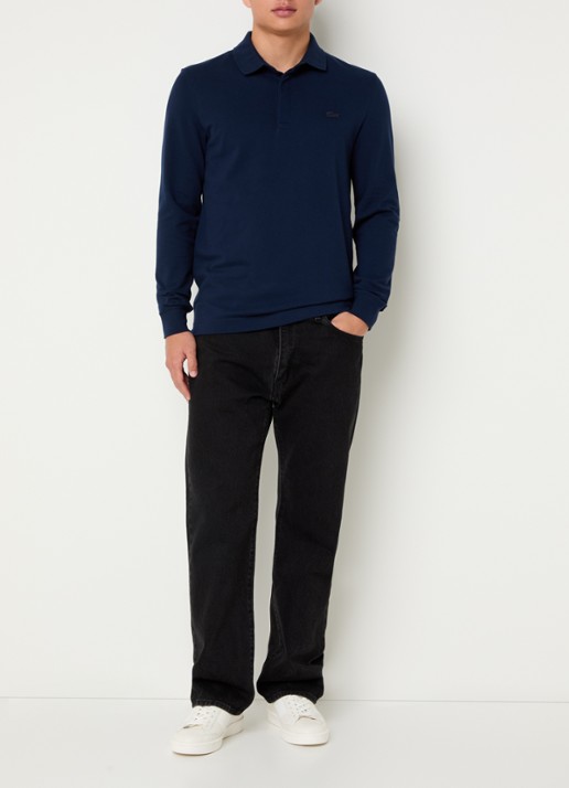 Lacoste Regular fit polo met logoborduring - voorkant 4 donkerblauw