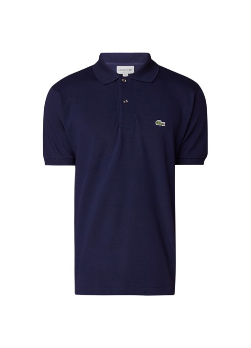 Lacoste Regular fit polo van piqué katoen - voorkant donkerblauw
