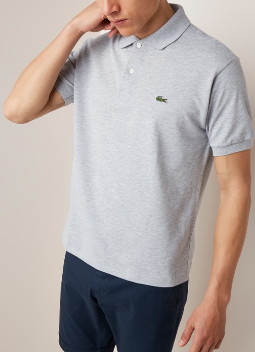 Lacoste Regular fit polo van piqué katoen  - detail 2 lichtgrijs