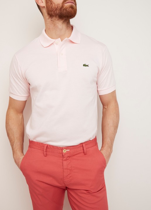 Lacoste Regular fit polo van piqué katoen - detail 2 lichtroze