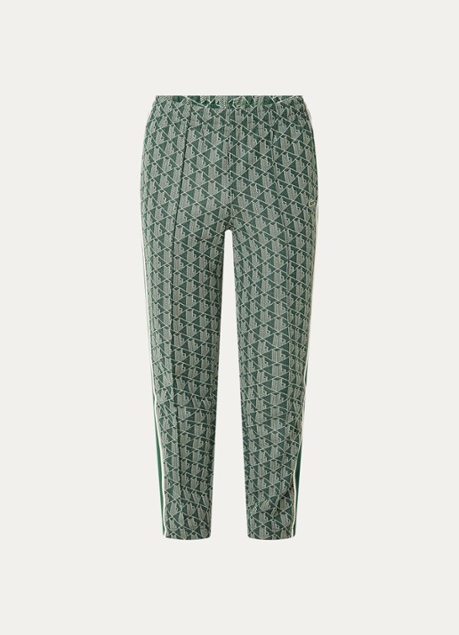 Lacoste Slim fit joggingsbroek met print en steekzakken - voorkant groen