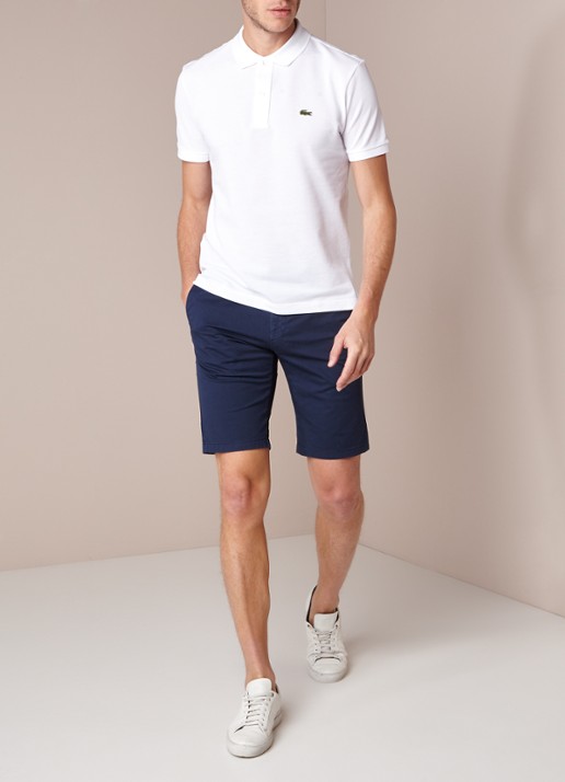 Lacoste Slim fit polo van piqué katoen - voorkant 4 wit