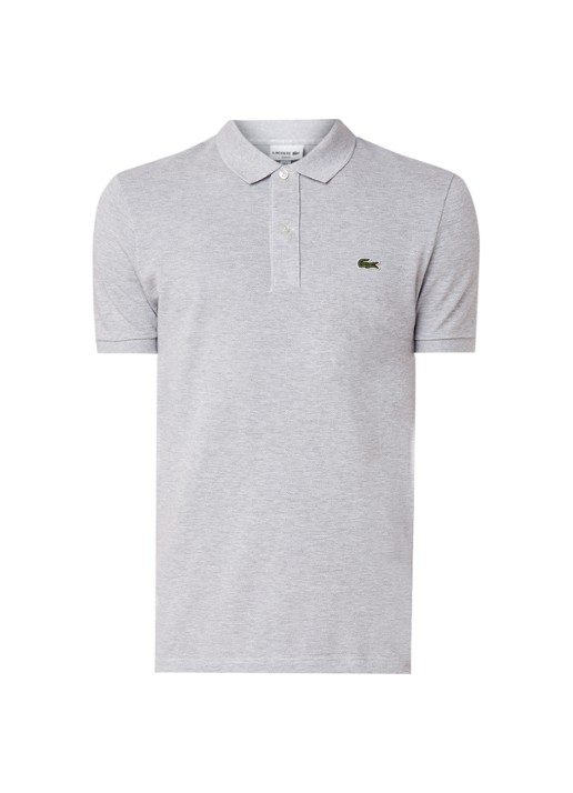 Lacoste Slim fit polo van piqué katoen - voorkant 3 lichtgrijs