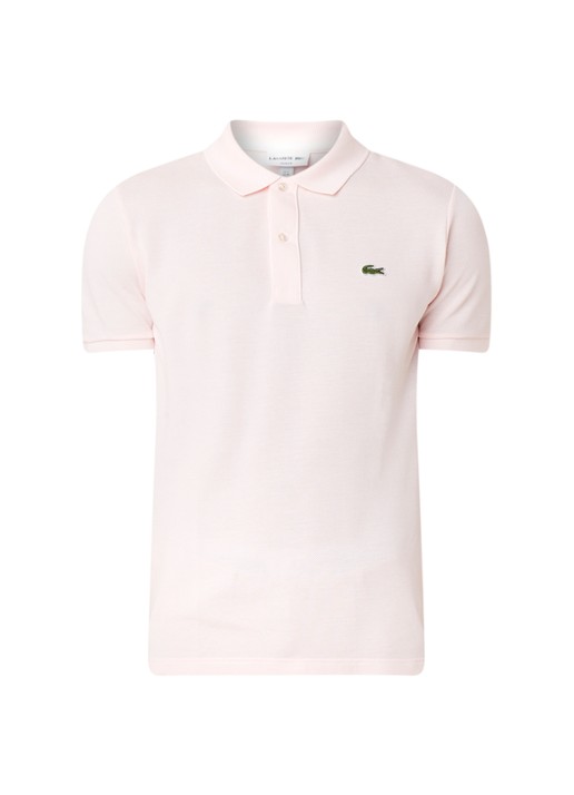 Lacoste Slim fit polo van piqué katoen - voorkant 3 lichtroze