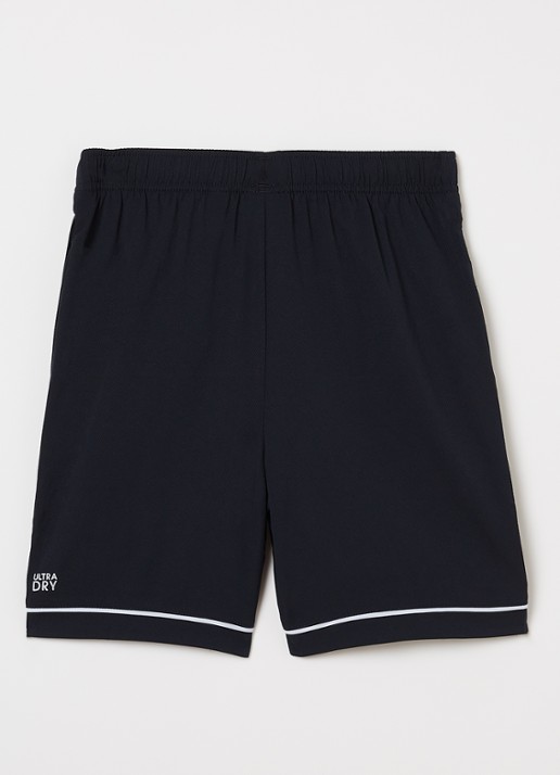 Lacoste Straight fit korte broek met logoprint - voorkant 2 donkerblauw