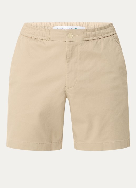 Lacoste Straight fit korte joggingbroek met logo en steekzakken - voorkant 2 beige