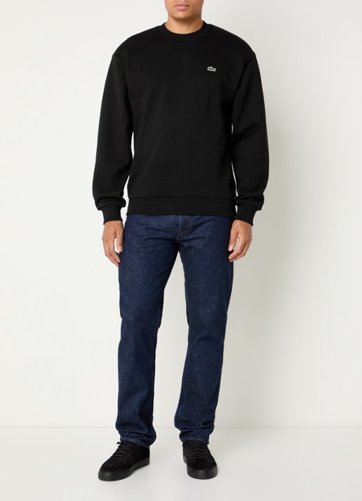 Lacoste Sweater met logo en ronde hals - voorkant 3 zwart