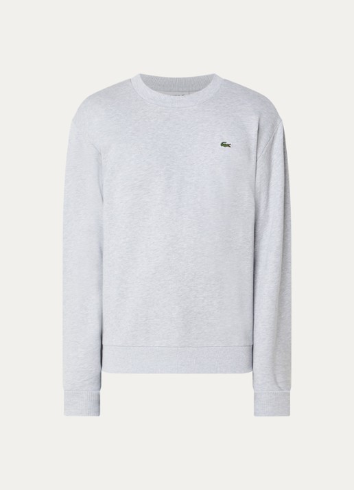 Lacoste Sweater met logo en ronde hals - voorkant 3 grijsmele