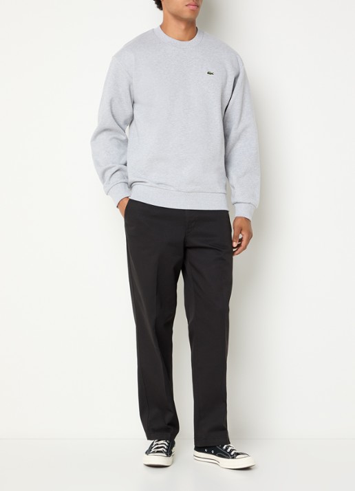 Lacoste Sweater met logo en ronde hals - voorkant 4 grijsmele