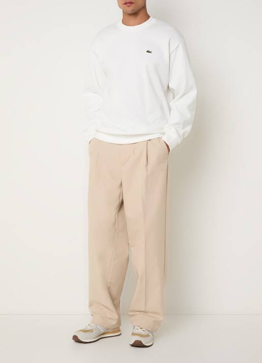 Lacoste Sweater met logo en ronde hals - voorkant 4 wit