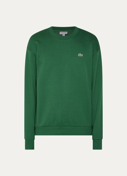 Lacoste Sweater met logo en ronde hals - voorkant 3 groen