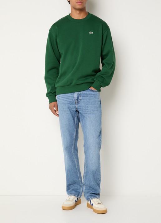 Lacoste Sweater met logo en ronde hals - voorkant 4 groen