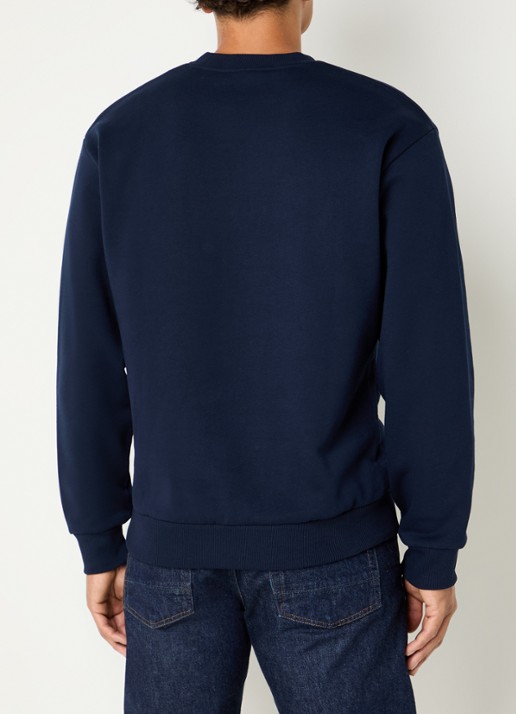 Lacoste Sweater met logo en ronde hals - achterkant 4 donkerblauw