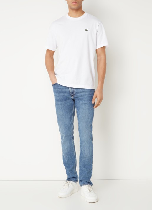Lacoste T-shirt met logoborduring  - voorkant 4 wit