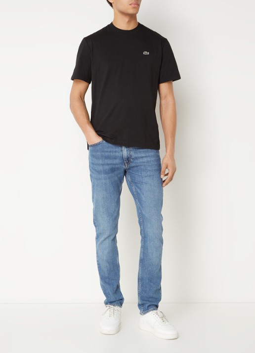 Lacoste T-shirt met logoborduring  - voorkant 2 zwart