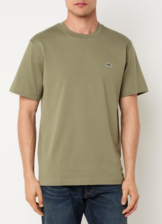 Lacoste T-shirt met logoborduring  - detail 4 olijfgroen