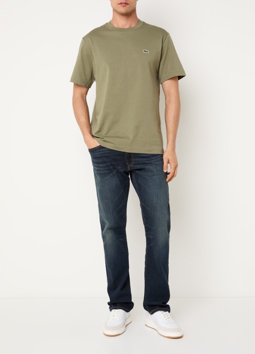 Lacoste T-shirt met logoborduring  - voorkant 2 olijfgroen