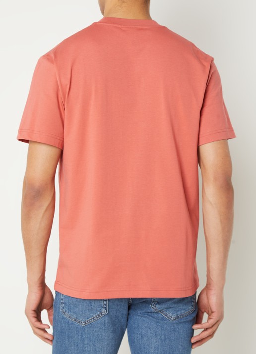Lacoste T-shirt met logoborduring  - achterkant 4 koraalroze