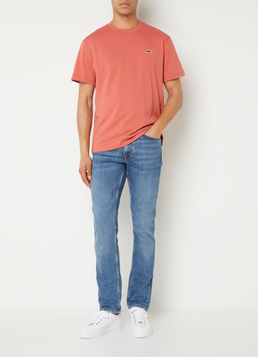 Lacoste T-shirt met logoborduring  - voorkant 2 koraalroze