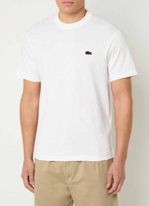 Lacoste T-shirt met logoborduring  - achterkant 4 donkerblauw