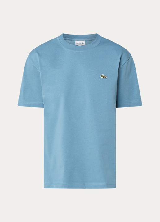 Lacoste T-shirt met logoborduring  - voorkant petrol