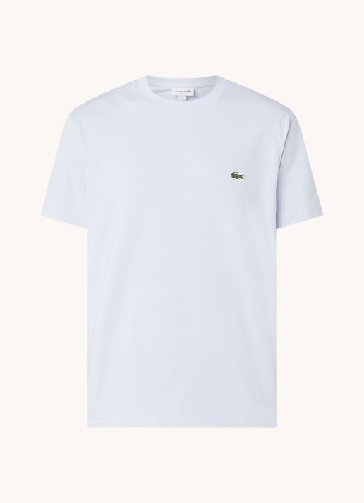 Lacoste T-shirt met logoborduring  - voorkant lichtblauw