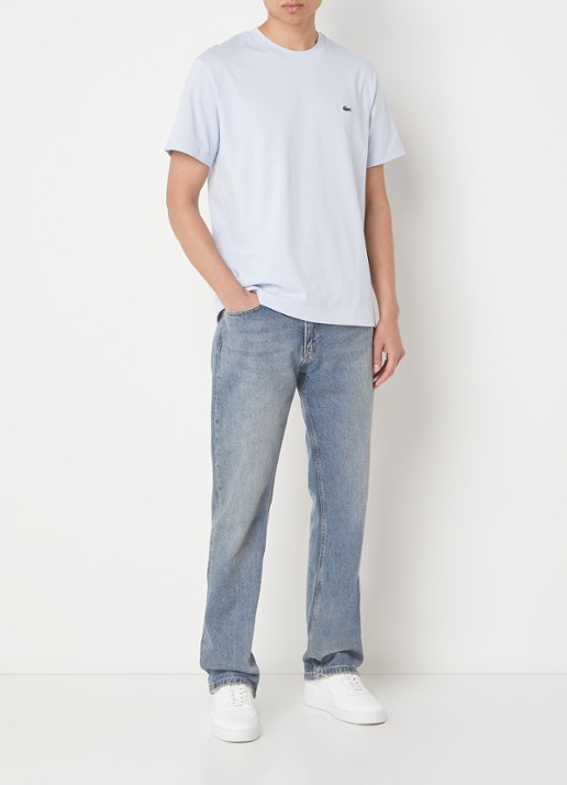 Lacoste T-shirt met logoborduring  - voorkant 2 lichtblauw