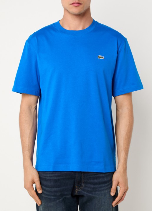 Lacoste T-shirt met logoborduring  - detail 3 kobaltblauw